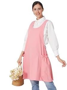 APRONNER Cozy Adjustable Cross Back Aprons for Women with Pockets Cotton Linen Cooking Kitchen Baking Pale Pink