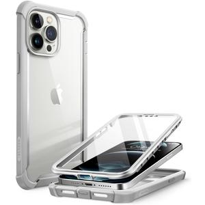 i-Blason Ares Case for iPhone 13 Pro Max 6.7 inch (2021 Release), Dual Layer Rugged Clear Bumper Case with Built-in Screen Protector (Gray)