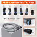 10FT Hose for Shop Vacuums with 6 Adapters - Universal Dust Collection Hose for 2-1/2" Shop Vacs, Fits De-Walt, Milwaukee, Rid-gid Woodworking Power Tools by TOMOON