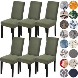 HZDHCLH Green Chair Covers for Dining Room 6 Pack,Stretch Spandex Parsons Chair Slipcover Set of 6,Washable Anti-dust Chair Seat Cover for Kitchen,Wedding,Party