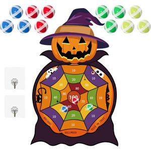 YQUQWN Halloween Large Dart Board Game Pumpkin Witch Hat Party Favors Halloween Party Supplies Indoor Outdoor Decoration Dart Board Game with 12 Sticky Balls, Suitable as a Holiday Party Game