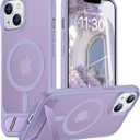 Temdan Magnetic Compatible with iPhone 14 Case/iPhone 13 Case,[Built-in Invisible Kickstand][Compatible with MagSafe][Military Grade Shockproof] Slim Translucent Matte Phone Case for iPhone 14/13 6.1" (Lavender Purple)