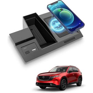 Wireless Car Charger for Mazda CX-5 2017–2025 Accessories, Center Console Wireless Phone Charging Pad for Mazda CX-5 Car Interior Accessories 2017 2018 2019 2020 2022 2023 2024 2025