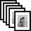 11x14 Picture Frame 5 Pack, Black Photo Frame, Display Pictures 8x10 with Mat or 11x14 without Mat for Horizontal or Vertical Wall Mounting, Wall Gallery Frame for Artwork Certificate