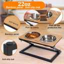 Dog Bowls Elevated, Adjustable Raised Dog Bowl Stand with 2 Stainless Steel Food Bowls 20Tilted Water Bowls for Small Sized Dogs and Cats (Natural Wood Color, Small)