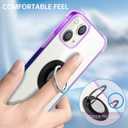 Ring Holder Series Case Designed for iPhone 13 6.1 Inch, Clear Cute Slim Colorful Bumper Protector Phone Stand Cover Support Magnetic Car Phone Mount (Purple Blue)