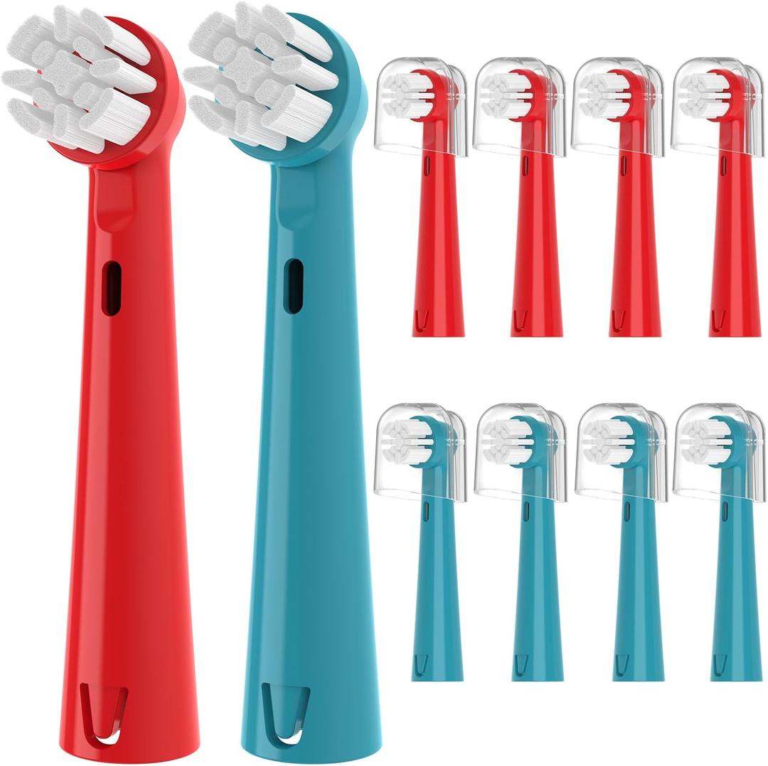 YMPBO Replacement Brush Heads Compatible with Brusheez Kids' Electric Toothbrush, Toothbrush Head Refill, 5 Pcs Red + 5 Pcs Blue
