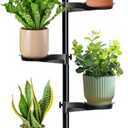 Tension Rod Plant Stand, Plant Poles for Hanging Plants Indoor, 6 Tier Tension Pole Plant Hanger, Floor to Ceiling Plant Pole with 6 Trays Hanging Plant Stand (Fit 3.6-10ft Ceiling)