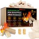 Mini Firewood 4" Kiln Dried Fire Pit Wood for Solo Stove Accessories, Camp Stoves, Tabletop Pits, BBQ Grills & Pizza Ovens 2 lb Box with Fire Starters & Handling Gloves