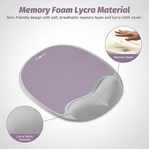 Ergoevol Ergonomic Mouse Pad with SkinFriendly Lycra Memory Foam Wrist Rest, EasytoClean Smooth PP Surface, and NonSlip PU Base – Ideal for Vertical, Ergonomic, and Office Mice(Grey)