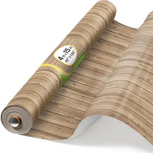 4x15ft Wooden Plank Bulletin Board Fabric Roll, Wall Decor, 48" x 144"