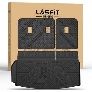 LASFIT Trunk Mat with Backrest Mat for Chevrolet Chevy Traverse 2024-2026 & GMC Acadia 2024-2026 & Buick Enclave 2025-2026, All Weather TPE Custom Fit Cargo Mat Trunk Liner with Backrest Mat, Black