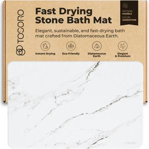 Stone Bath Mat, Diatomaceous Earth Non-Slip Stone Shower Mat - Quick Drying Absorbent Bath Mats for Bathroom - Elegant & Modern Design, Easy to Clean (23.5 x 15) - Sandstone
