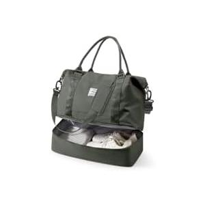 Spirit Travel Duffel - 18x14x8 Inches Weekender Overnight Bag with Shoes Compartment, Trolley Sleeve, Carry On for Airplanes, Sport Tote Gym Bag - Green