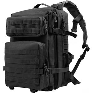 Zavothy 45L Military Tactical Backpack, Army 3-Day Assault Pack Bug Out Bag for Hiking Camping | Army, Bag, Large Rucksack, with Molle System (New Black)