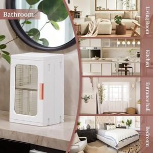 Mini Storage Cabinet with Doors and Shelves Countertop Cabinet Bathroom Storage Kitchen Cabinet with Adjustable Shelf Cabinet Organizer Toilet Paper Linen Closet 1 Layer(White)