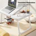 CloudTrip Laptop Desk for Bed or Couch, Lap Desk, Woking in Bed Desk, Home Office Desks, Breakfast Tray, Desk with Cup Holder, Watching Movies in Bed, Laptop Stand for Bed, Fordable Legs Desk (White)