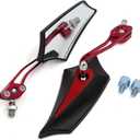 uxcell Motorcycle Aluminum Alloy Red Black Handlebar Rear View Side Mirror 2 Pcs