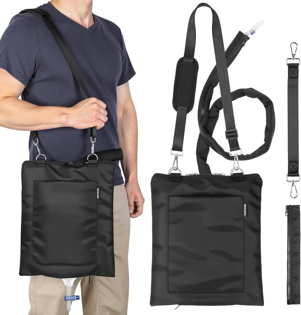 Catheter Bag Holder, Urine Drainage Bag Holder w/Drain Tube Cover & Adjustable Strap, Water-Resistant & Machine Washable, Privacy & Secure for Foley Catheter Users (Diamond Pattern-black)