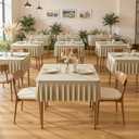 PARTISKY Natural Spandex Square Tablecloths 34x34 Inch, Wrinkle Free Fitted Card Table Cloth Stretch Square Table Cover for Kitchen Dinner, Holiday Party, Wedding Banquet, Display Trade Show