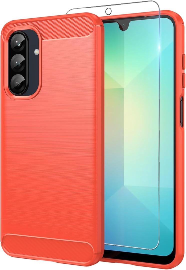 Osophter for Galaxy A26 5G Case: with Screen Protector Shock-Absorption Flexible TPU Rubber Protective Cover for Samsung Galaxy A26 Phone Case(Red)