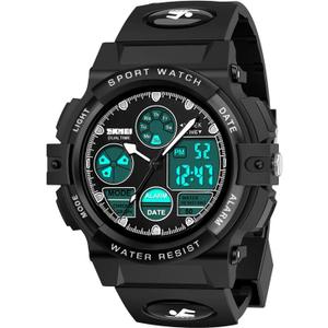 cofuo Kids Digital Sport Watch, Boys Girls Waterproof Sports Outdoor Watches Children Casual Electronic Analog Quartz Wrist Watches with Alarm Stopwatch (Black)