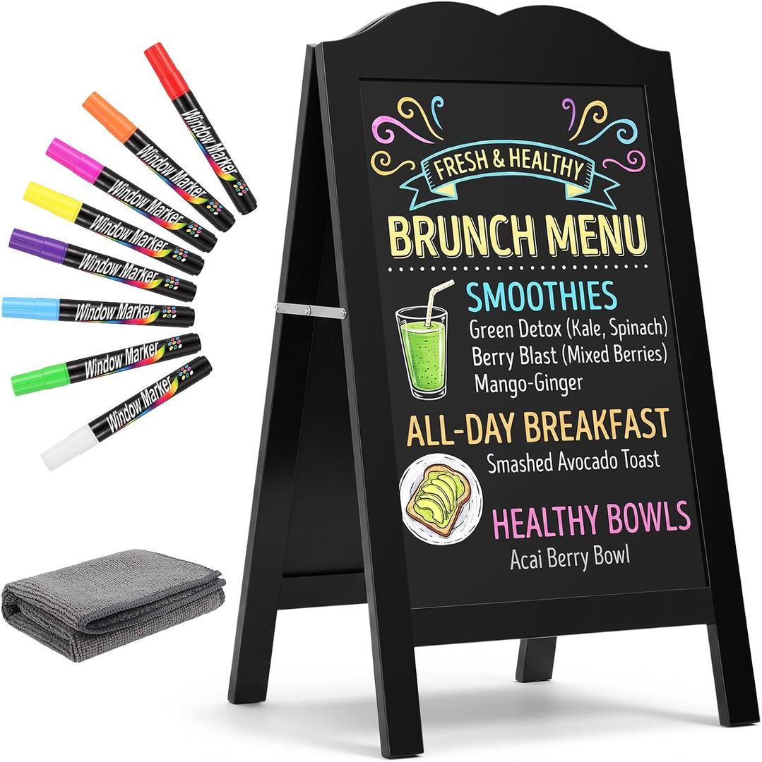 A Frame Chalkboard Sign Chalkboard Easel Kit, Black, 15" X 30"