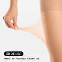 MANZI 2 Pairs Footless Sheer Tights for Women Tummy Control 30 Denier Figure-Shaping Leggings and Dance Tights, L
