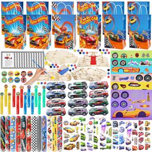 120Pcs Race Car Party Favors Set, Racing Themed Birthday Decorations, Goodie Bag Stuffers for Classroom Rewards, Pinata Fillers & Gift Bags, Racing Party Supplies for Kids Birthday Celebration