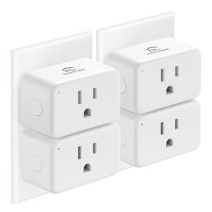EIGHTREE Smart Plug 15A, Smart Plugs That Compatible with Alexa & Google Home & SmartThings, No Hub Required, Smart Outlet with Remote Control, Timer & Schedule, 2.4GHz WiFi Only, 4 Packs