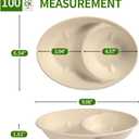 2 Compartment Bowls Disposable 100 Pack, Chip and Dip Bowl Disposable Divided Bowls for Chips and Salsa Serving
