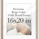 16x20in Natural OAK Wood Picture Frame with Mat Narrow Border