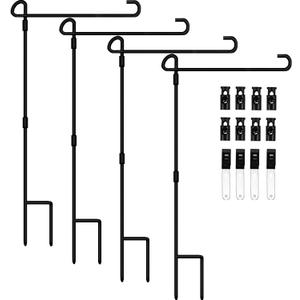 Garden Flag Holder Stand-4 Pack Garden Flag Pole 13.5" Width Premium Lawn Flag Pole Holder with Anti-Wind Clip for Outdoor Garden Lawn