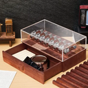 Knife Display Case for 8 Knives – Large Handcrafted Wooden Pocket Knife Box Storage Case for Collections with a Removable Drawer Insert - Birthday Father’s Day Gifts for EDC Collectors