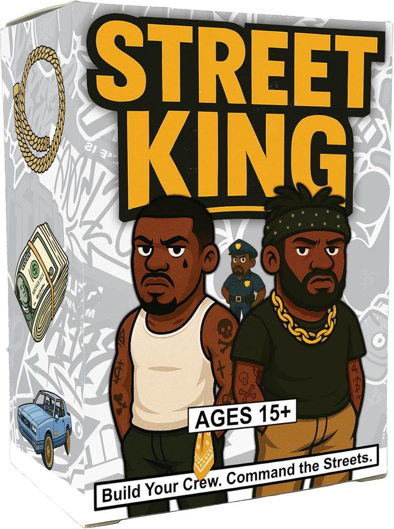 Black Owned Street King by Maker of Hood Charades  A High-Energy Urban Strategy Card Game Where You Unleash Powerful Crews, Thwart Relentless Law Enforcement, and Dominate The Streets