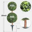 momoplant Artificial Topiary Double Ball Small Trees with Ground Spike 35 Inch Tall for Outdoor/Indoor [2 Pack] 2 Ft Faux Boxwood Plants