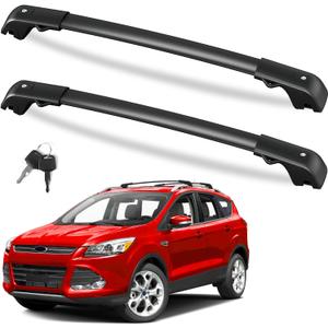 FengYu 300lb Roof Rack Cross Bars Fit for Ford Escape 2013 2014 2015 2016 2017 2018 2019, Heavy Duty Lockable Aluminum Roof Rails Crossbars Cargo Bars Canoe Rooftop Black Carrier Luggage