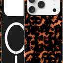 Jusy Compatible with MagSafe Brown Tortoise Shell Print Phone Case for iPhone 17 Pro, Amber Trendy Luxury Magnetic Soft TPU and Hard PC Protective Phone Cover for Women Girls - Turtle Shell