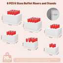 ZJS 6 Pcs Buffet Risers Display Stands, Food Risers, For Buffet Table Party Catering Dessert Jewelry Collectibles, Acrylic Cube Display Risers with Hollow Bottom (7",8",9",10",11",12") (white)