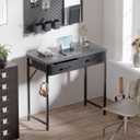 Pamray 32 Inch Small Computer Desk with 2 Drawers for Bedroom Study Writing Home Office Table for Small Spaces Grey