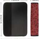 YGFLPPV 2 Pcs Seat Belt Covers and 15" Steering Wheel Cover Cute Sets, Damascus Pattern Neoprene Soft Thin Girly Car Accessories, Neck Cushion Protector & Non-Slip and Warm for Hands Red