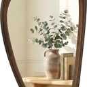 20x30 Inch Dark Walnut Asymmetrical Wood Wall Mirror for Entryway