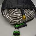 200FT Metal Garden Hose 304 Stainless Steel Flexible Water Hose - No Kink & Tangle Heavy Duty Pipe with Nozzle, Durable 3/4 Metal Fittings and Valve - Rust Proof Puncture Proof for Yard Lawn (200FT, Silver)