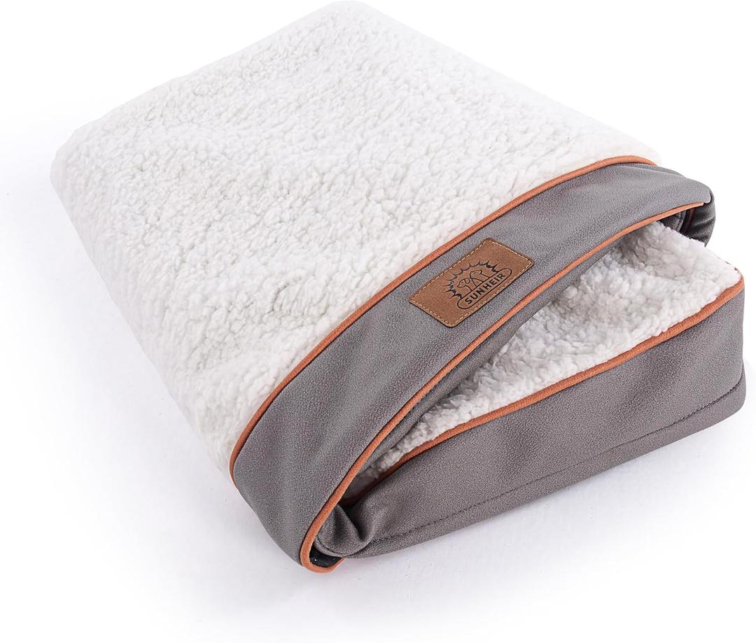 Sunheir Washable Extra Large Dog Bed Covers Soft Plush Replacement, Waterproof Dog Bed Liner, Pet Bed Cover with Zipper 44x32x3 Inches, Light Grey, Cover Only