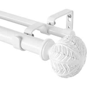 Double Curtain Rods,WL.Rocaille 1 Inch Curtain Rods for Windows 48 to 84 Inches,Telescoping Dual Curtain Rod Set with End Cap,Adjustable Decorative White Curtain Rods for Bedroom,Living Room