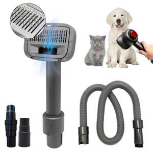 Pet Hair Grooming Brush Vacuum Attachment for Dogs, Cats with Vacuum Extension Hose up to 3.5M  Compatible with Miele, Shark Rocket HV322, HV301, HV371, Rotator NV501, Navigator NV350 Series & More
