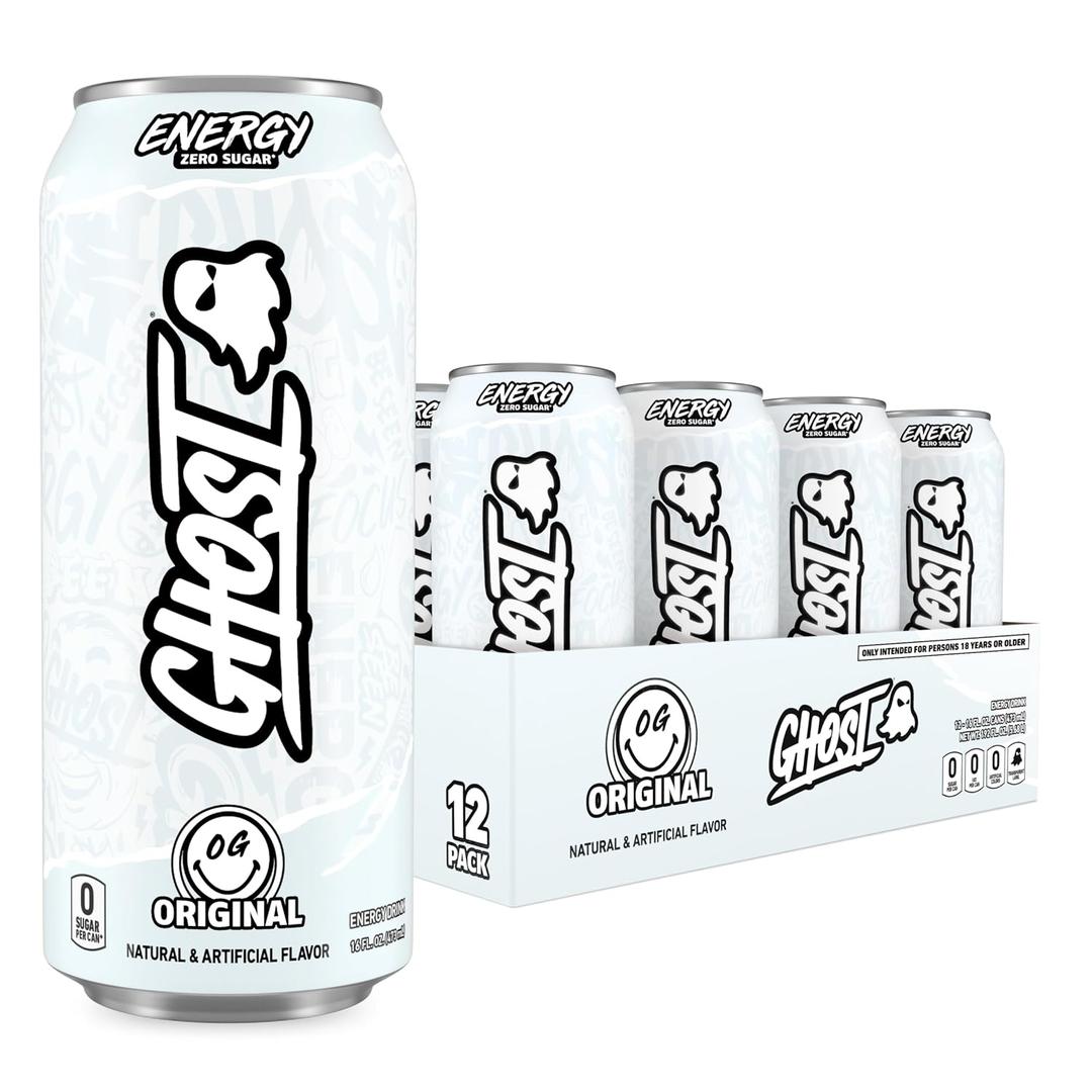 GHOST Energy Drink - 12-Pack, Original, 16oz - Energy & Focus & No Artificial Colors - 200mg of Natural Caffeine, L-Carnitine & Taurine - Gluten-Free & Vegan (EXP 09/30/27)