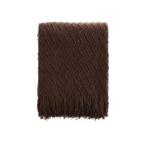 BATTILO HOME Dark Brown Throw Blanket for Couch, Boho Throw Blanket for Home Decor, Decorative Chocolate Knit Throw Blankets for Chair Sofa, Bed, 50"x60"