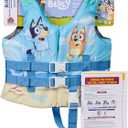 SwimWays Bluey Swim Life Jacket Vest for Kids 33-55 lbs | Colorful Life Jacket with Adjustable Buckles for Custom Fit and Comfortable Twill Cover; Swimming Aid Boosts Swimming Skills, 13.25"L x 3.25"W