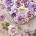Floweroyal Artificial Flowers Combo Purple Flowers Mix Silk Flowers Dahlia Roses with Stems for DIY Wedding Bridal Bouquets, Baby Shower, Floral Arrangement, Table Centerpieces, Home Decorations.